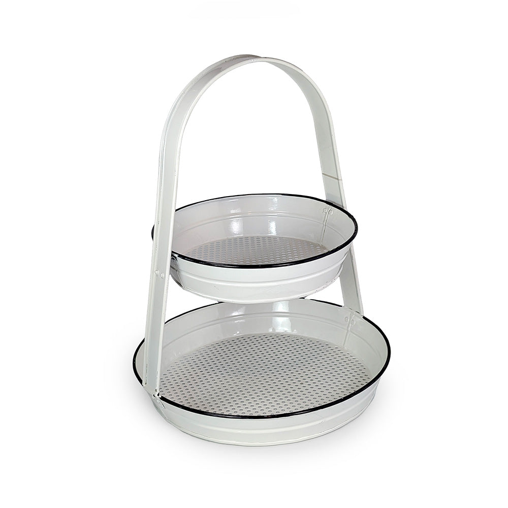 Enamel Tray Two Layers w/ Handle