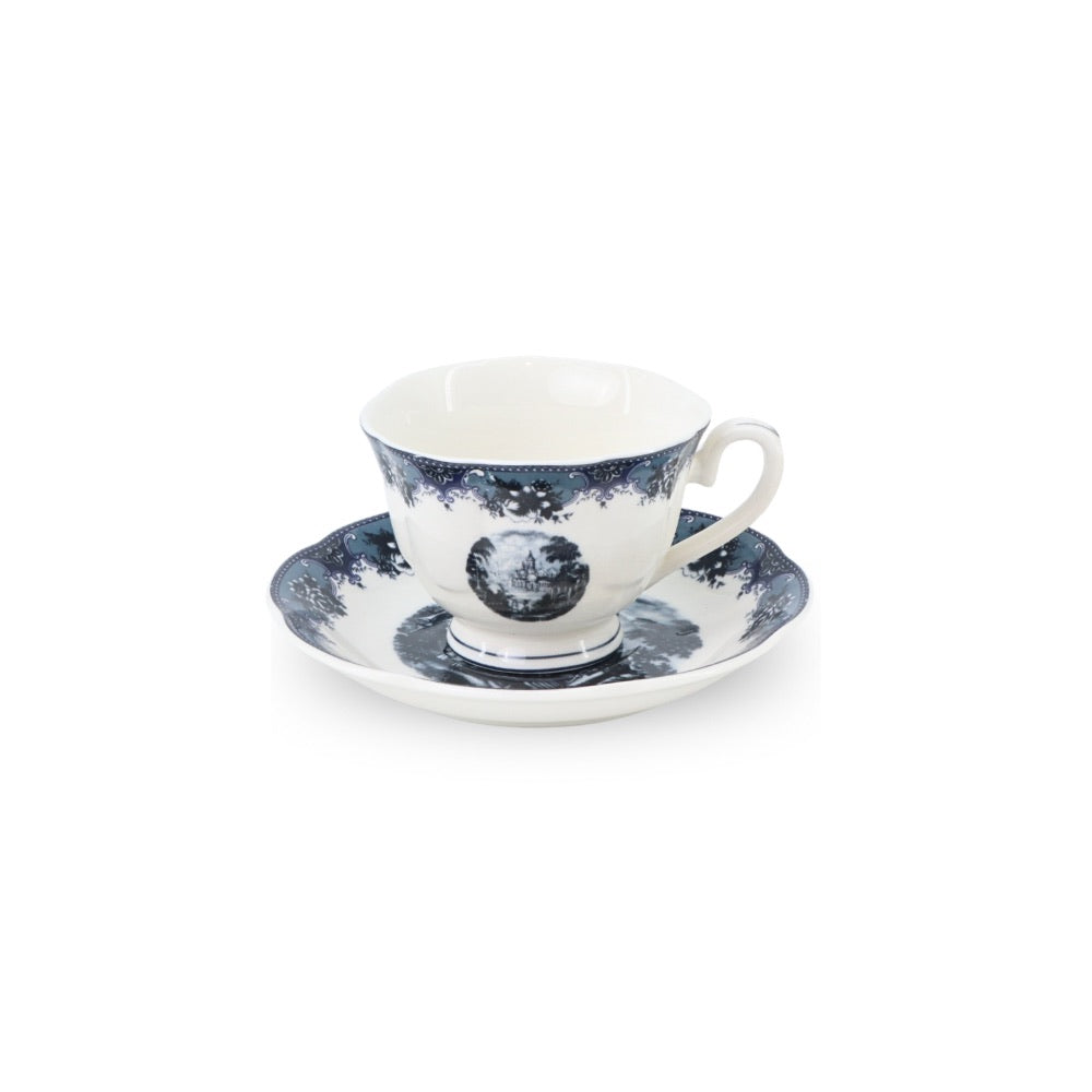 6 Cup Espresso Coffee Cup & Saucer Set English Blue