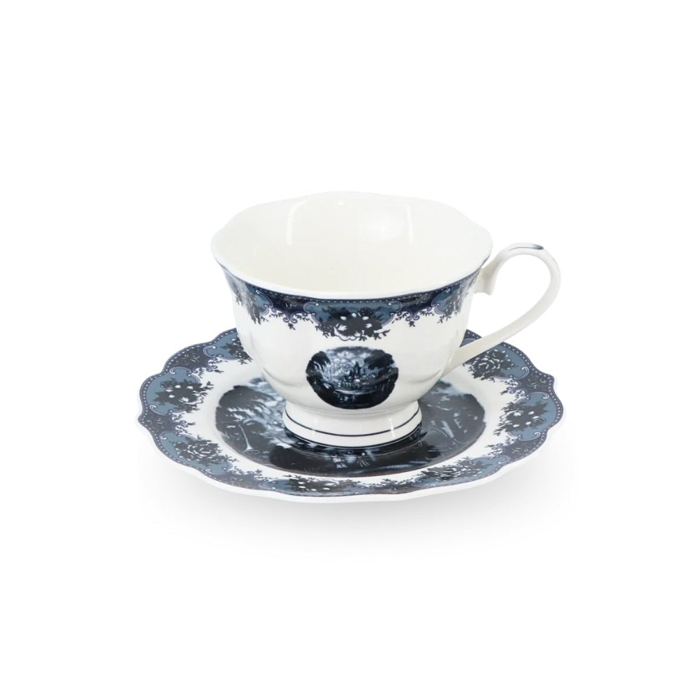 6 Cup Tea Cup & Saucer Set English Blue