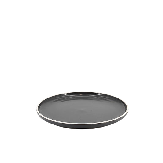 Ceramic Dinner Set Gray with White Trim