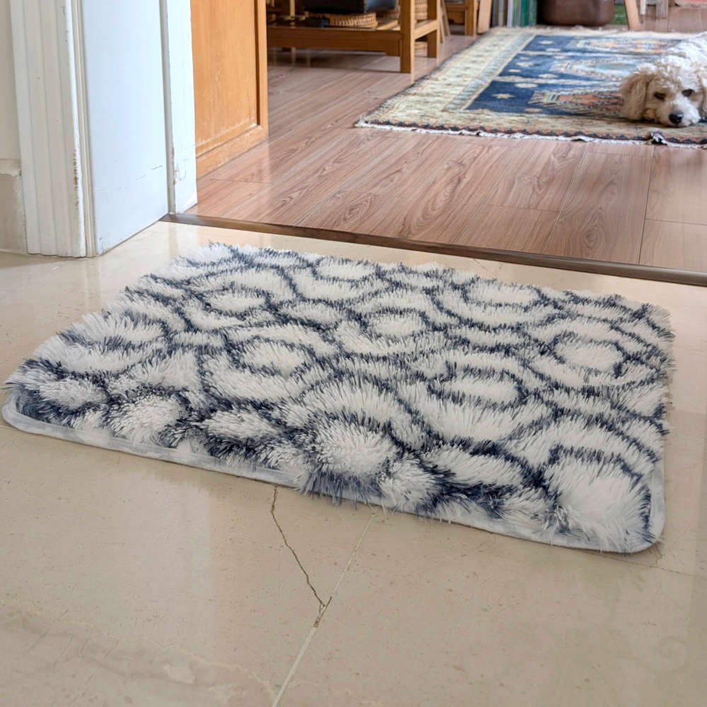 Floor Mat Gray White Pattern 43cm x 61cm