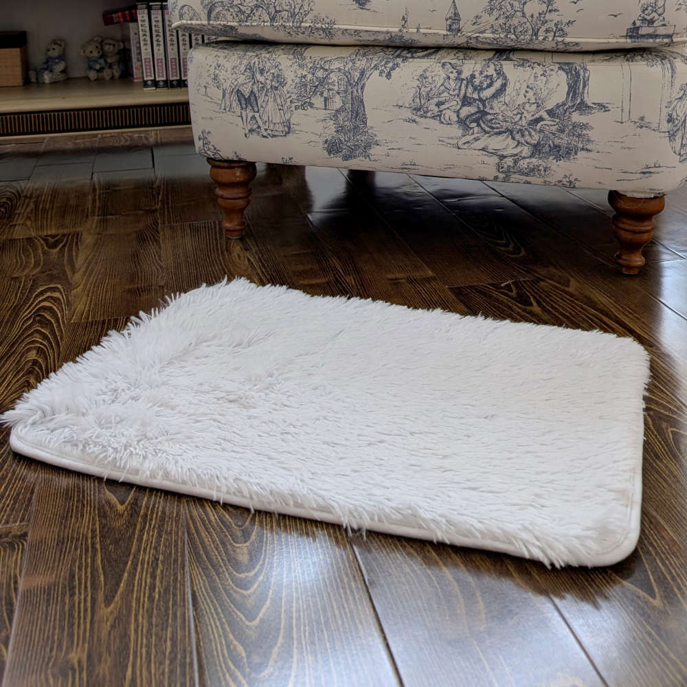 Floor Mat White Poly-Fur 43x61cm