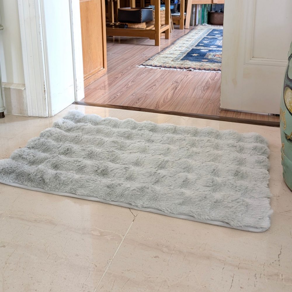 Floor Mat Light Gray Wavy 50cm x 76cm