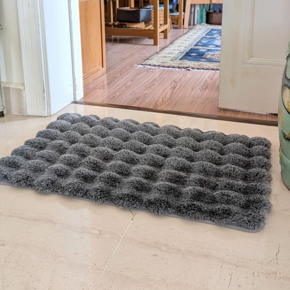 Floor Mat Gray Wavy 50cm x 76cm