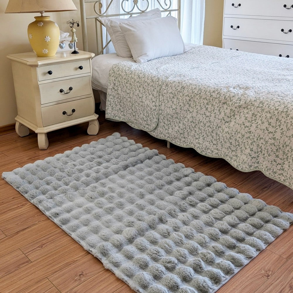 Floor Mat Light Gray Wavy 120cm x 152cm