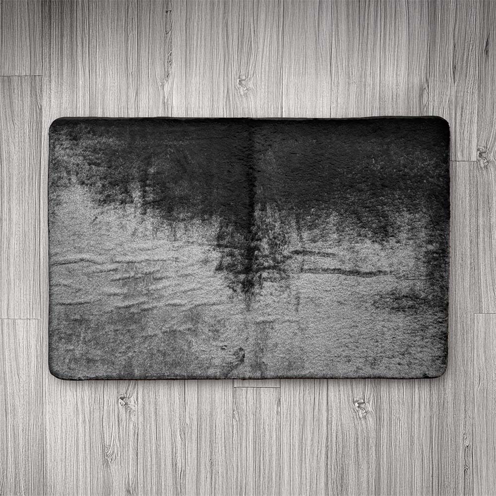 Floor Mat Black Rabbit Fur 68cm x 106cm