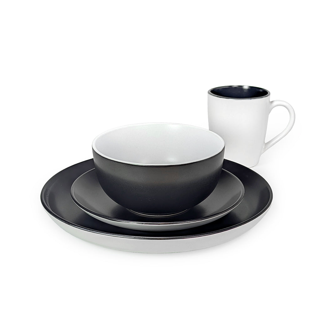 16 Pcs Dinner Set Black & White