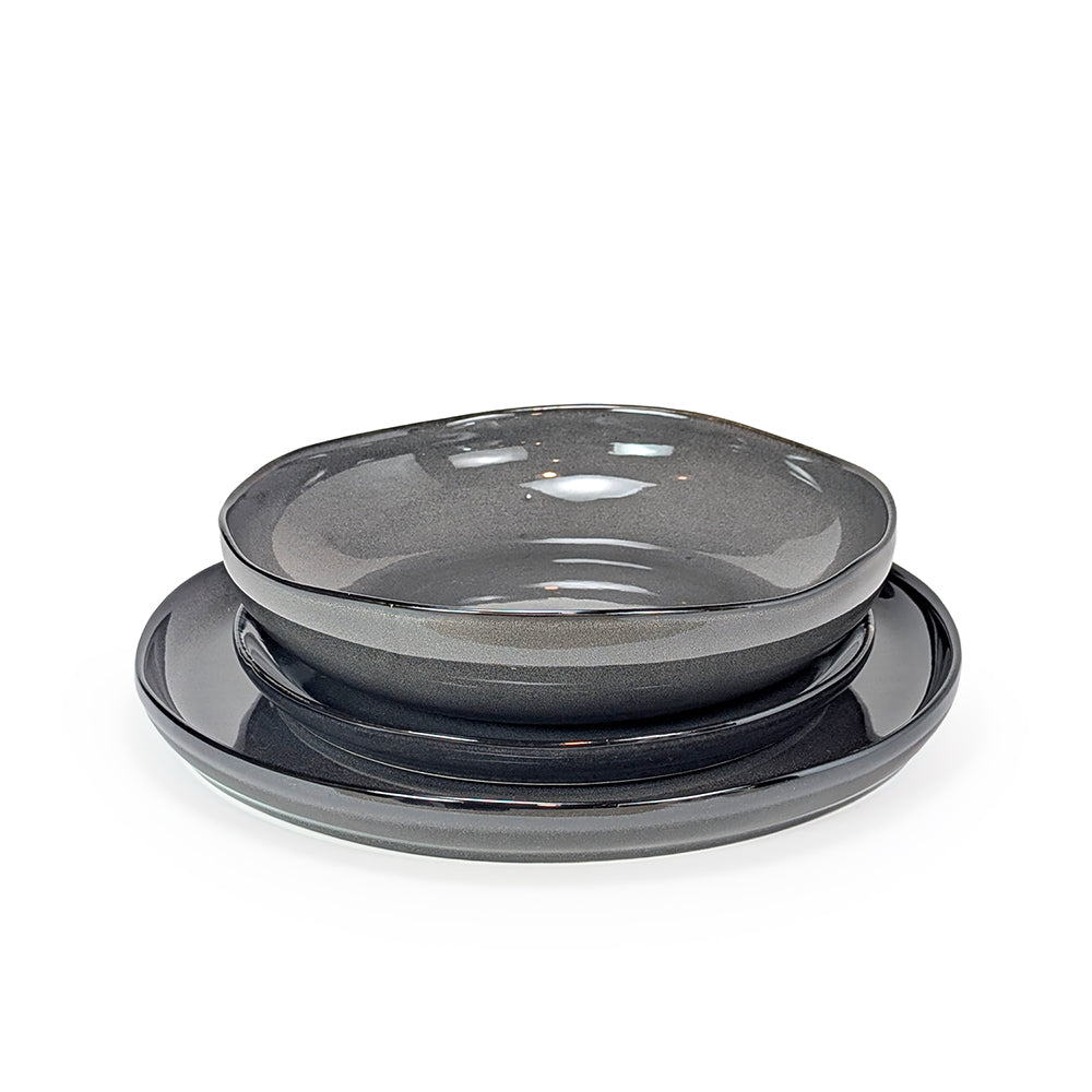 12 Pcs Dinner Set Black Natural