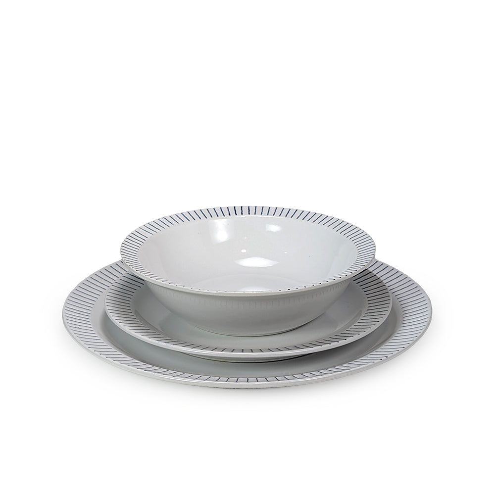 12 Pcs Dinner Set White Striped