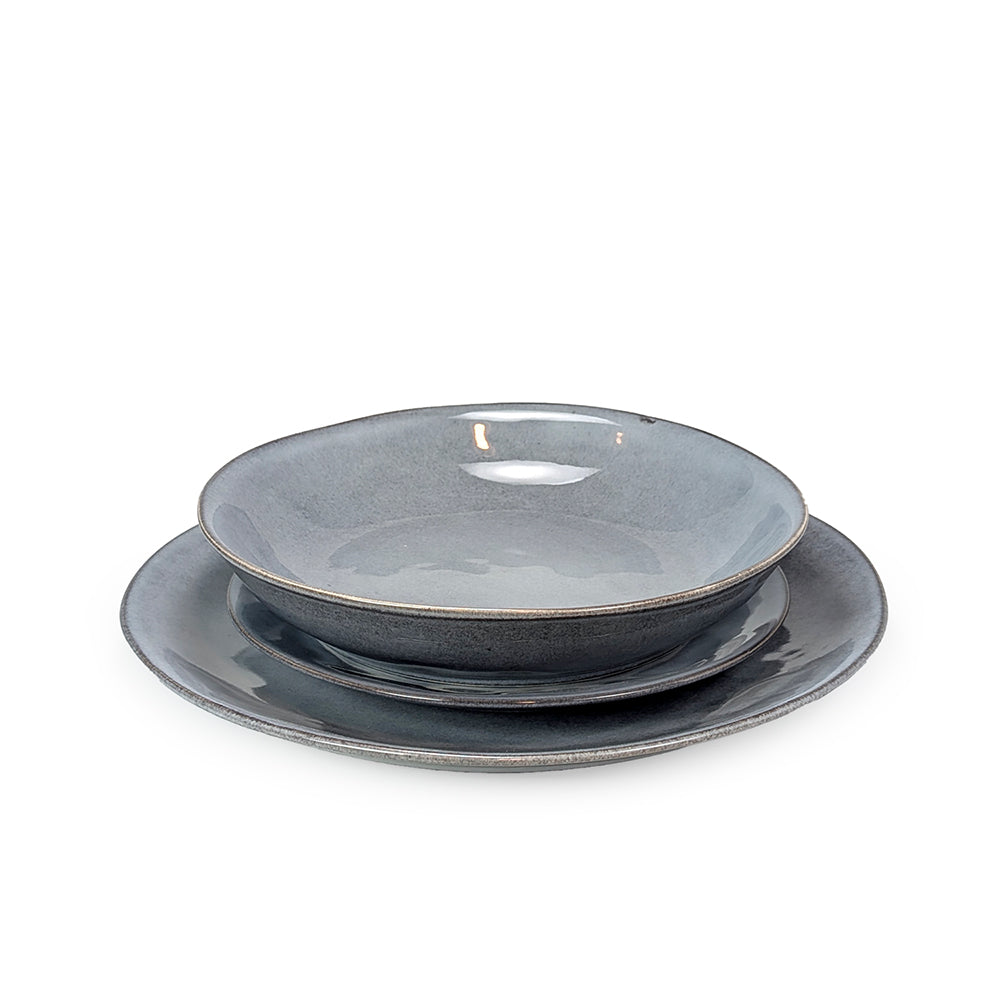 12 Pcs Dinner Set Gray Blue