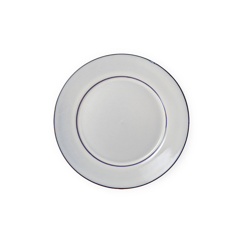 Off White Dessert Plate with Blue Trim 21cm