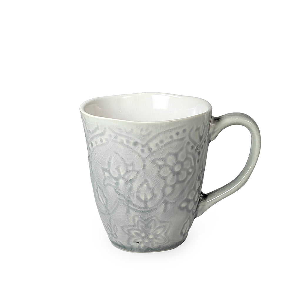Ceramic Floral Gray Glaze Mug