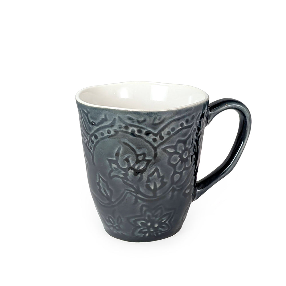 Ceramic Floral Black Glaze Mug