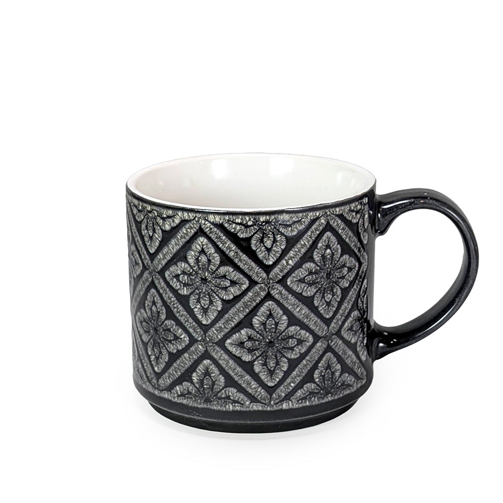 Ceramic Mug Black Floral