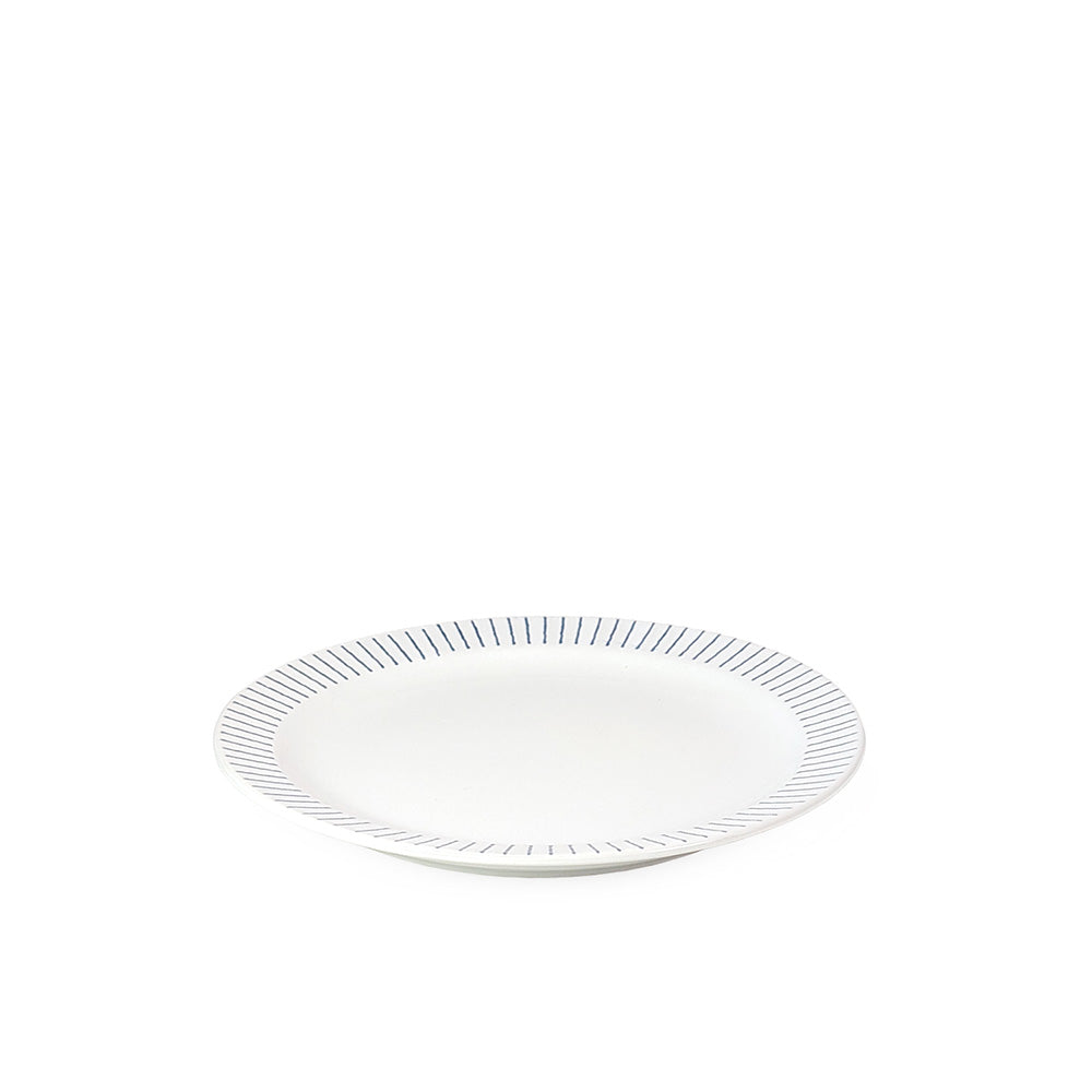 White Blue Stripes Dessert Plate 21cm