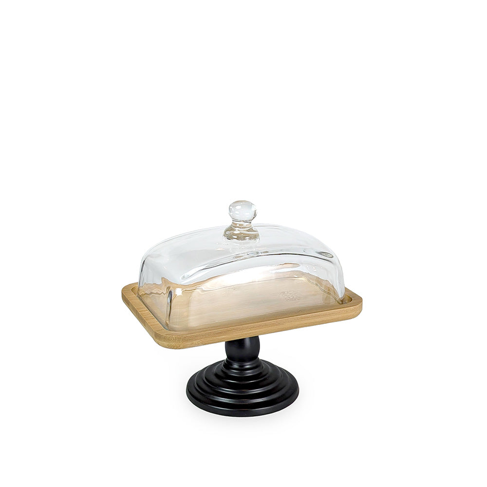 Wooden Cake Stand Rectangular with Cover 18cm