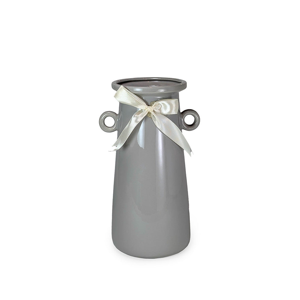 Gray Ceramic Vase w/ Ribbon 25cm