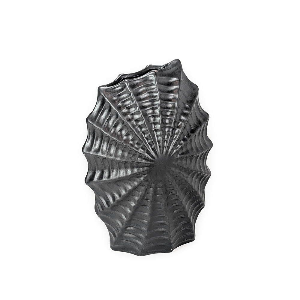 Black Ceramic Vase Spider Web 27cm