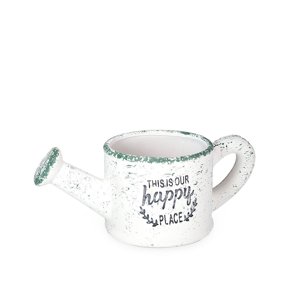 Ceramic Planter Watering Can Happy