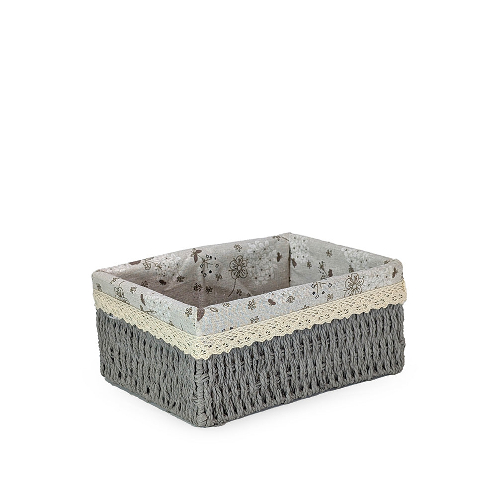 Rattan Basket w/ Fabric Lining Rectangle Medium