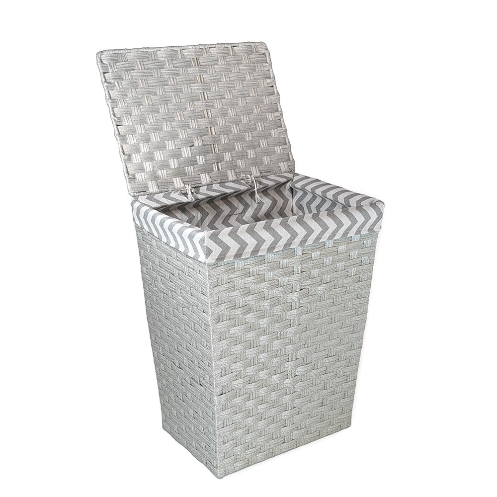 Gray Rattan Laundry Hamper w/ Fabric Lining Medium