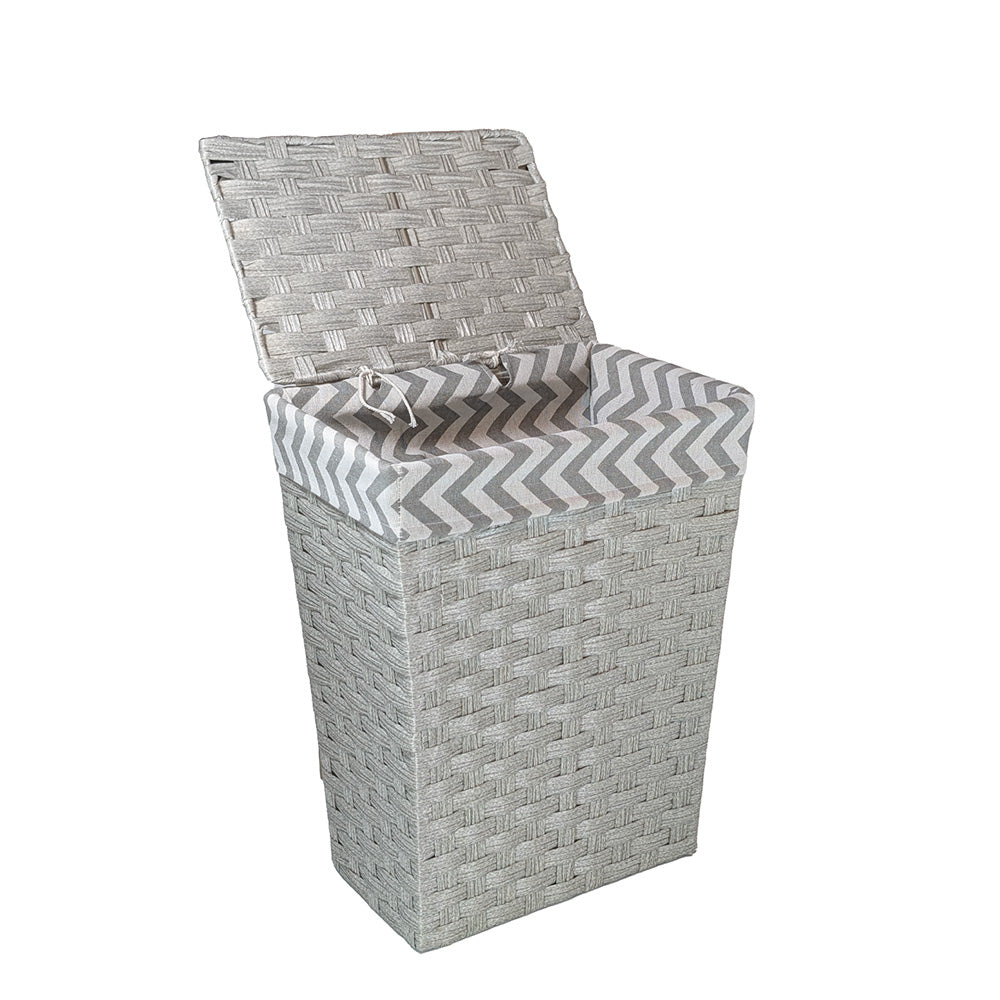 Gray Rattan Laundry Hamper w/ Fabric Lining Small