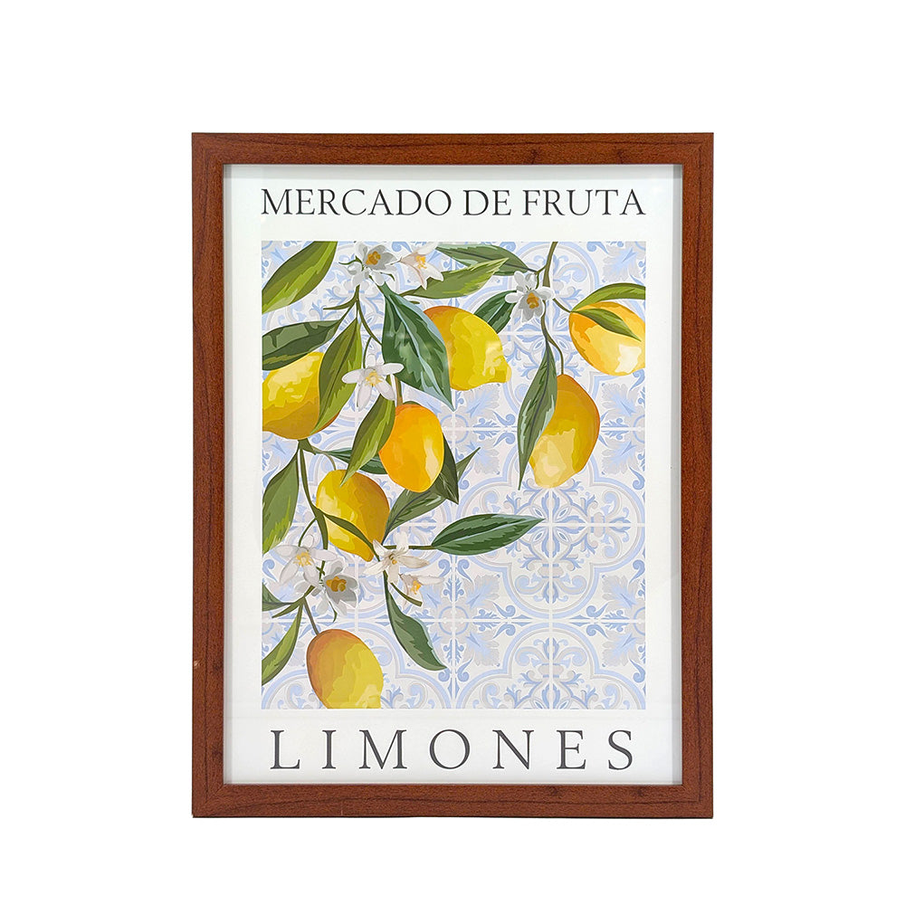 Plastic Wood Framed Wall Art Lemons 33x43cm