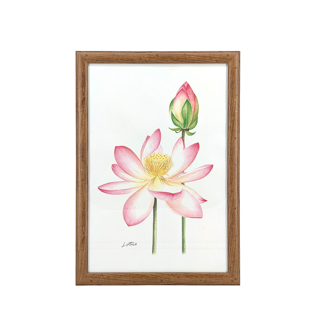 Plastic Wood Framed Wall Art Lotus Flower 31x44cm