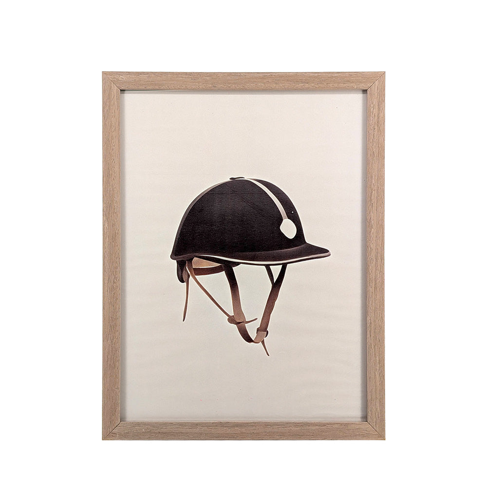 Wood Framed Wall Art Horse Rider's Helmet 33x43cm