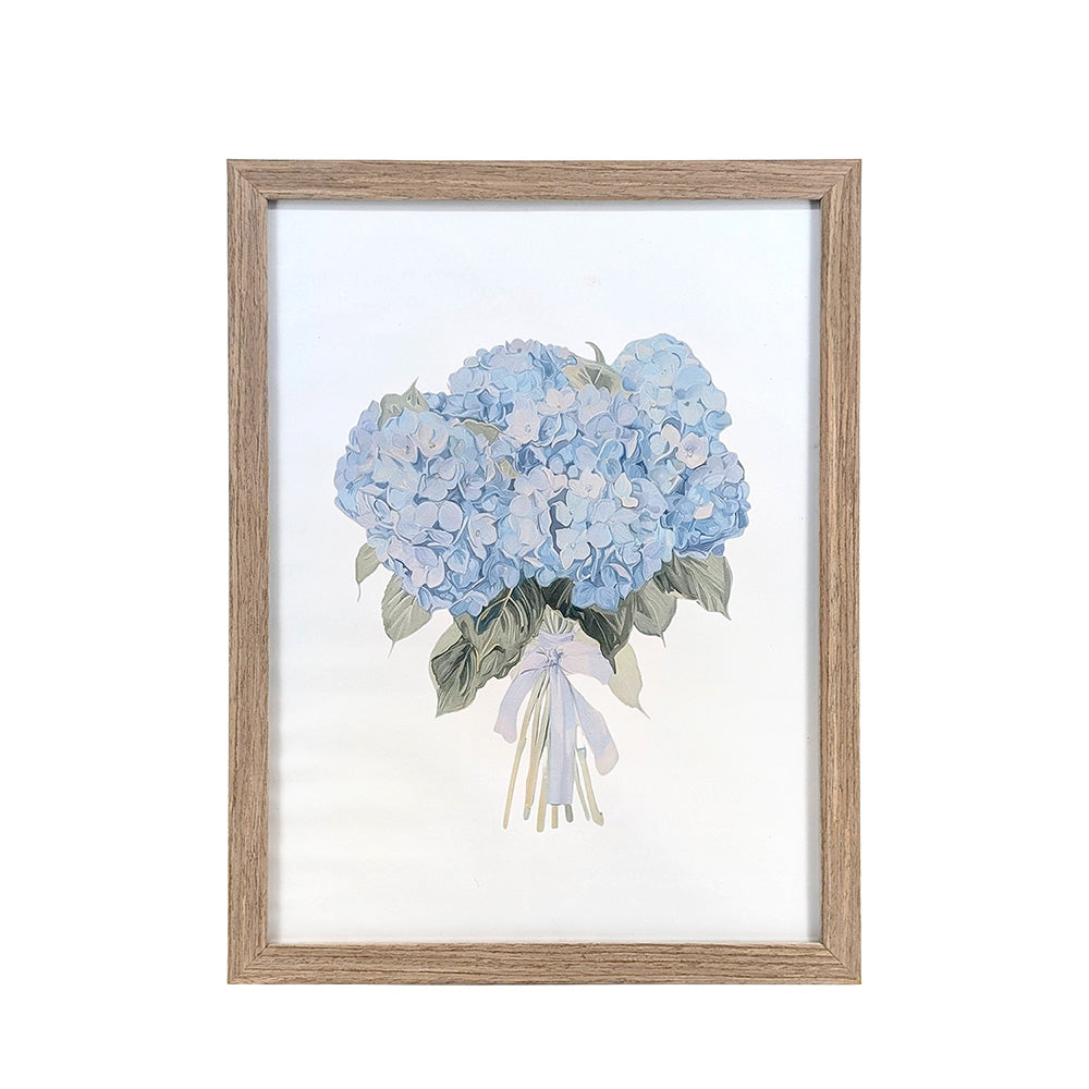 Wood Framed Wall Art Blue Hydrangeas 33x43cm