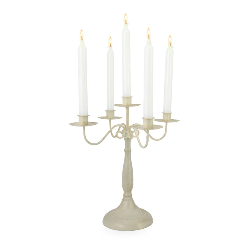 Metal Candle Holder Beige 5H