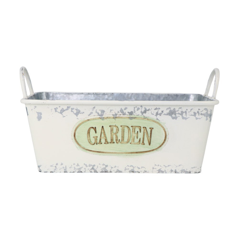 White Tin Planter Rectangle Large