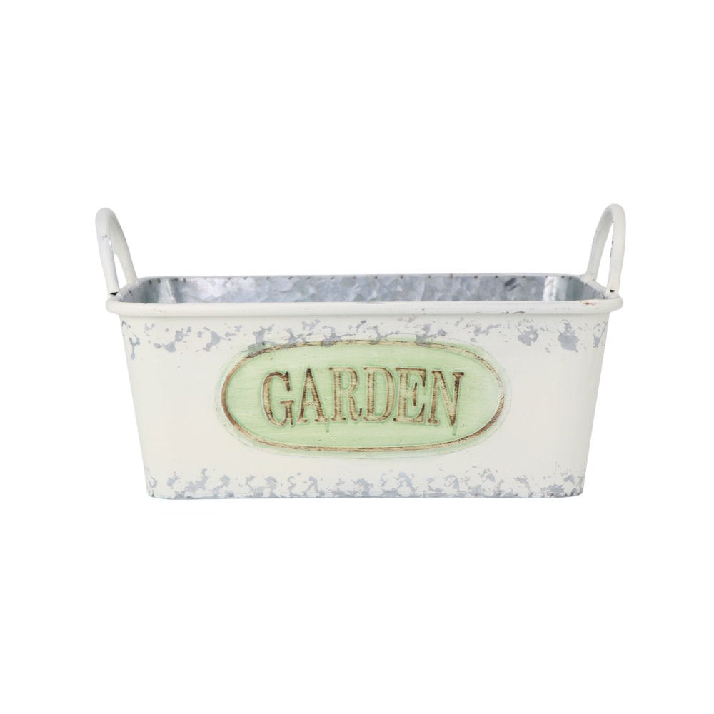 White Tin Planter Rectangle Medium