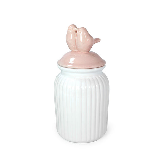 Ceramic Jar w/ Lid Pink Medium