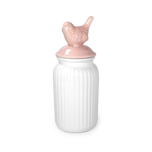 Ceramic Jar w/ Lid Pink Large