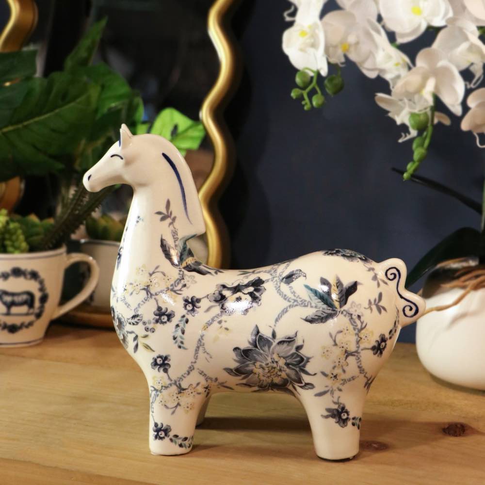 Ceramic China Blue Horse Large