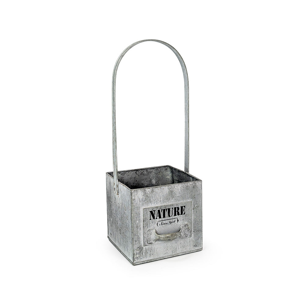 Square Tin Bucket w/ Handle Large