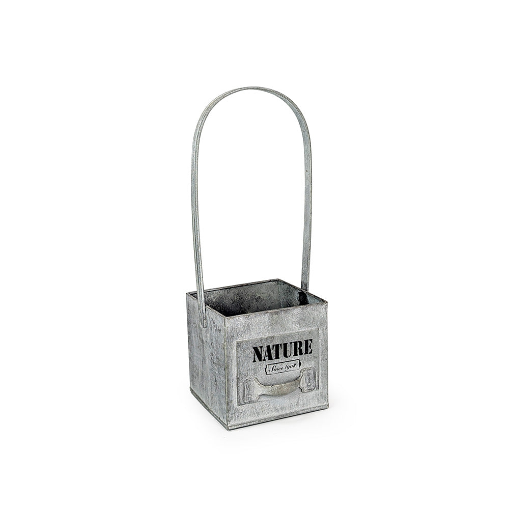 Square Tin Bucket w/ Handle Medium