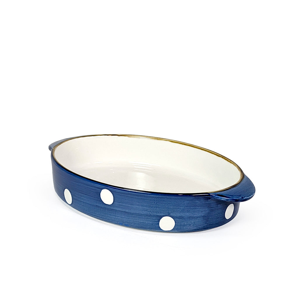 Ceramic Casserole Oval Blue Large