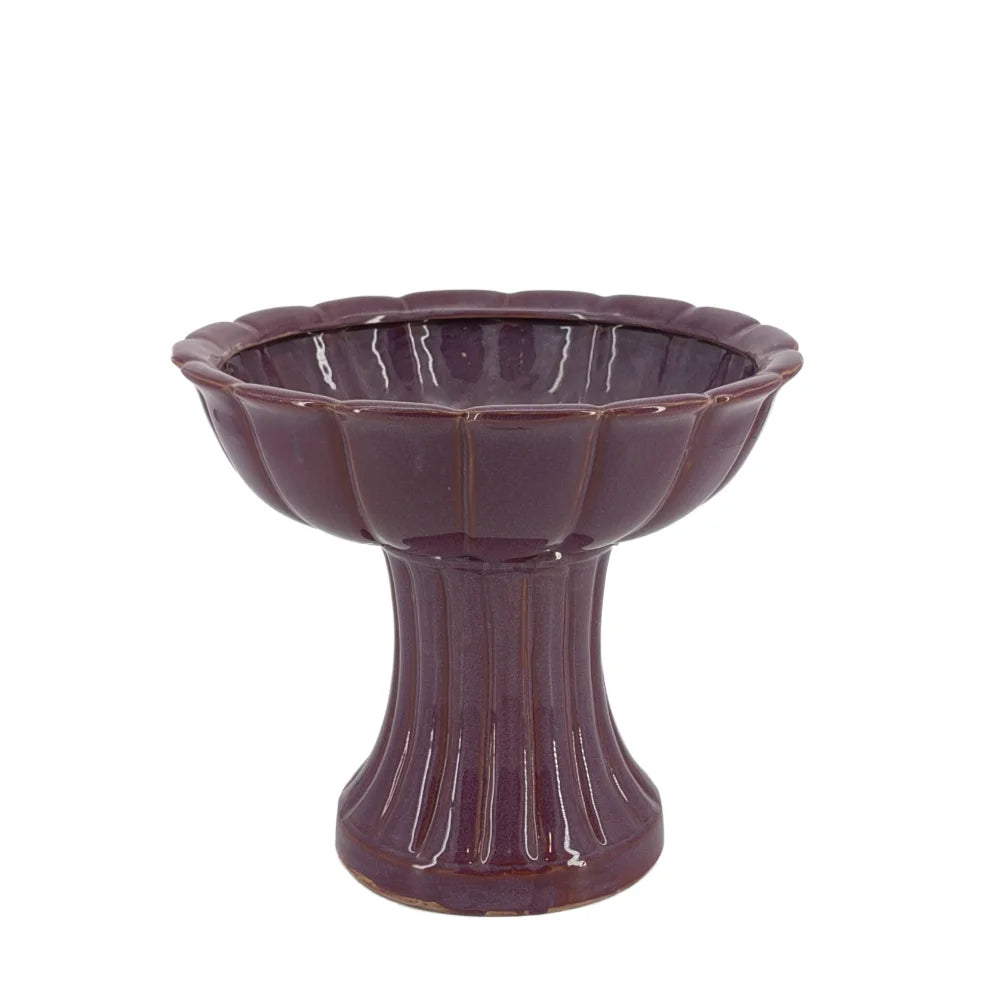 Ceramic Bird Bath Bowl Burgundy 25cm
