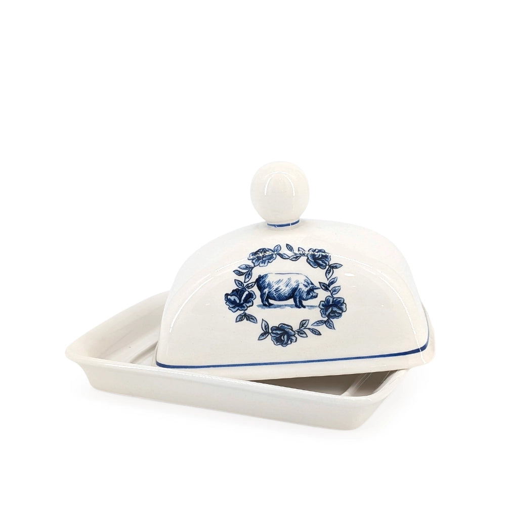 Farmhouse Ceramic Butter Dish Pig