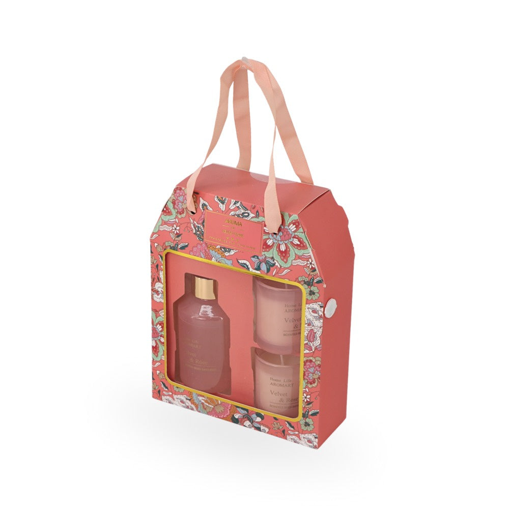 Fragrance Diffuser & Candles Set Velvet & Rose