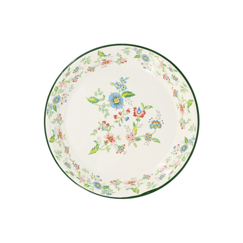 Enamel Metal Tray Round Floral 40cm