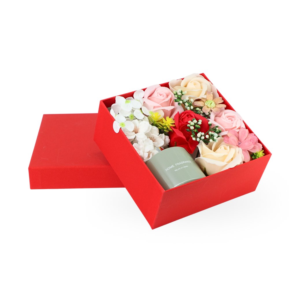 Diffuser & Soap Flowers Gift Set Red