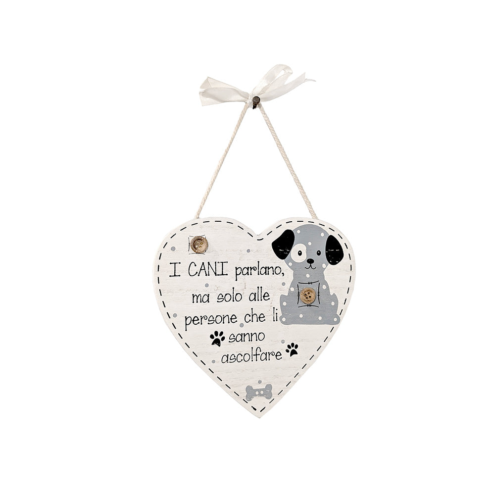 Wooden Dog Heart Sign