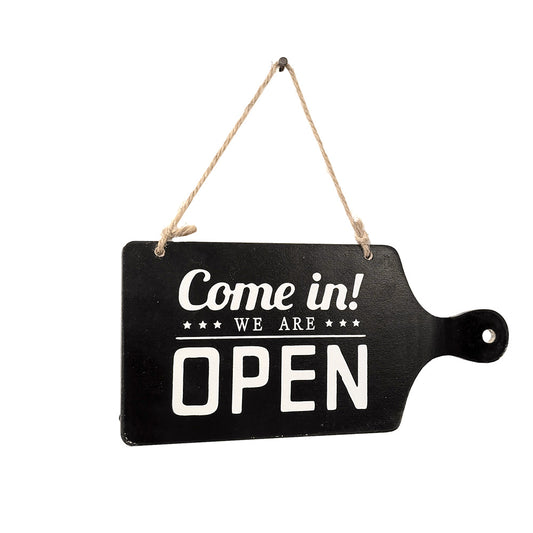 Wooden Open/Close Sign Black