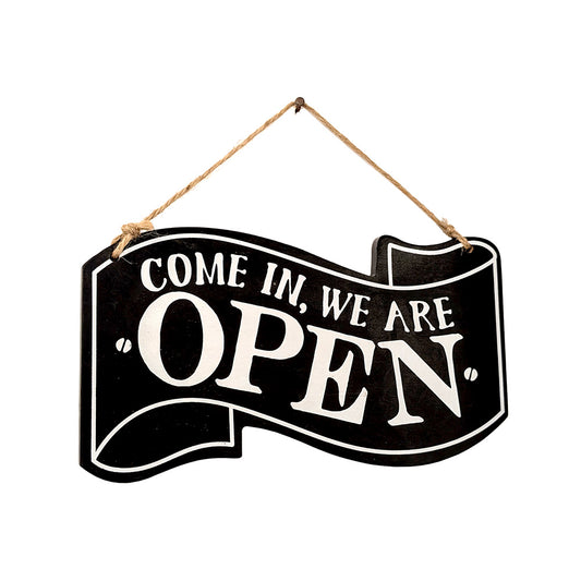 Wooden Open/Close Sign Black