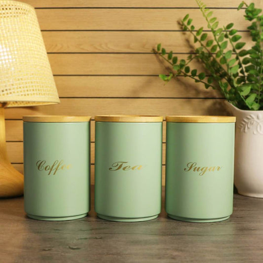 Turqoise Enamel Metal Sugar Coffee Tea Canisters