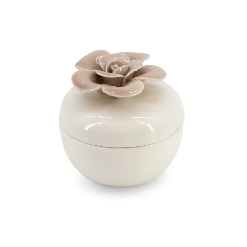 Mini Ceramic Jar w/ Beige Rose