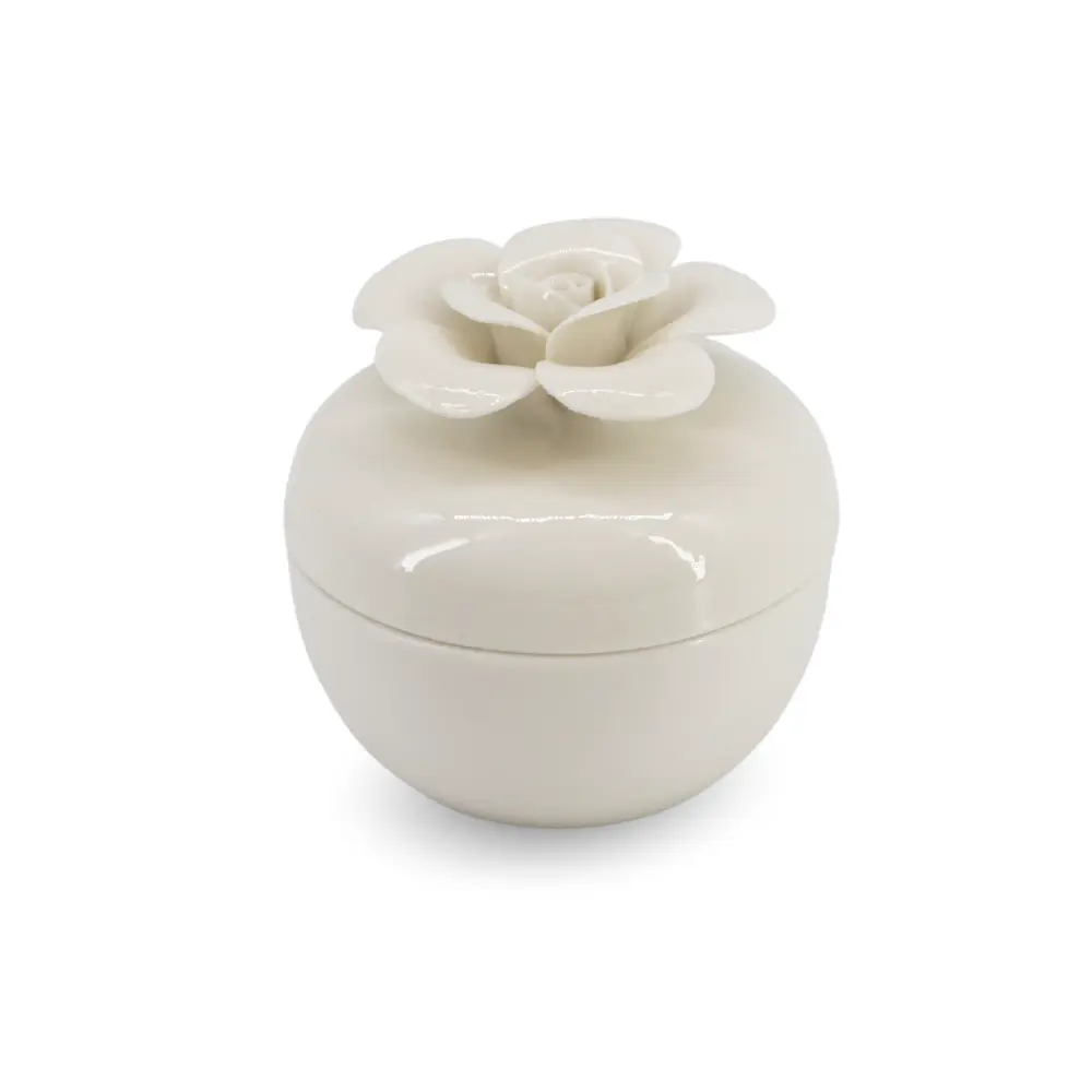 Mini Ceramic Jar w/ White Rose